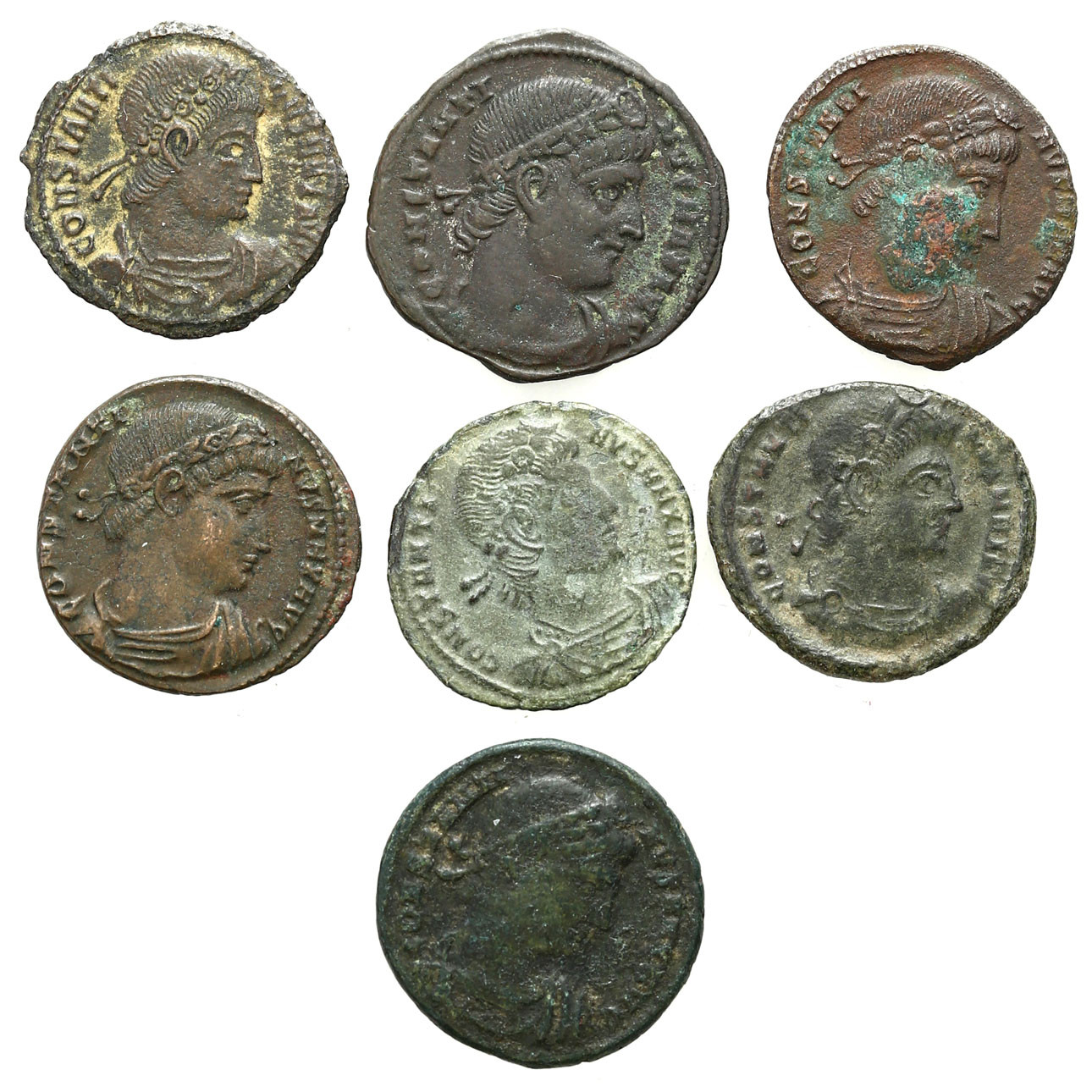 Cesarstwo Rzymskie, Lot 7 sztuk Follisów, Konstantyn I Wielki 305 – 337 n. e.